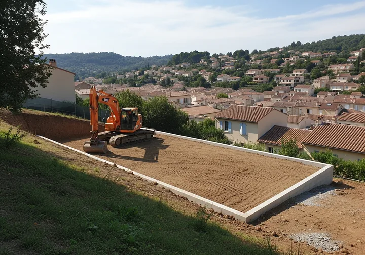 Plateforme de maison sur terrain en pente à Sainte-Foy-lès-Lyon
